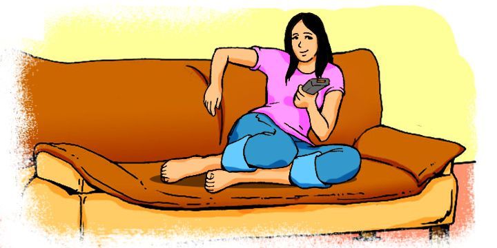 Cartoon: Woman on a couch watching TV