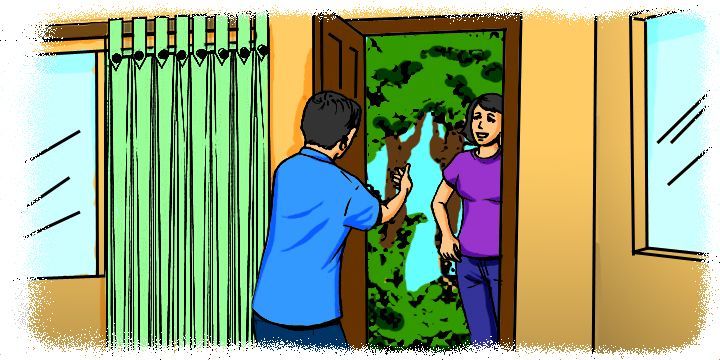 Cartoon: Man welcoming guest to his home