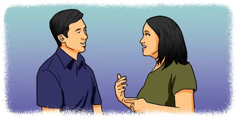 Cartoon: Man and woman talking
